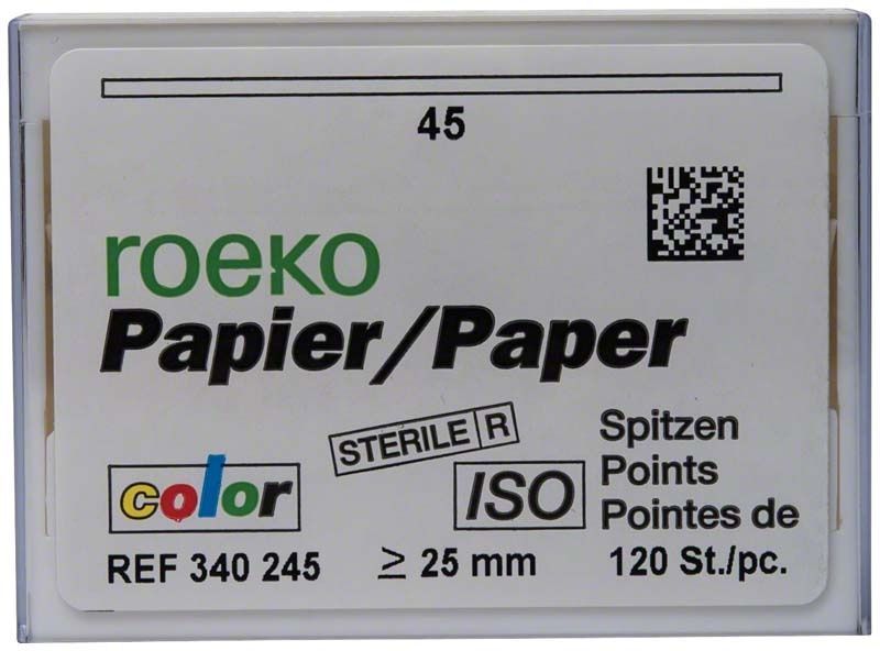 ROEKO Papierspitzen Gr. 045 in weißer Verpackung mit ISO-Farbcodierung.