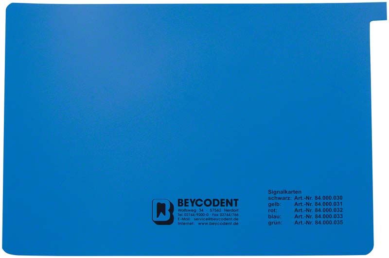 Blaue Signalkarten A5 für medizinische Praxisorganisation.