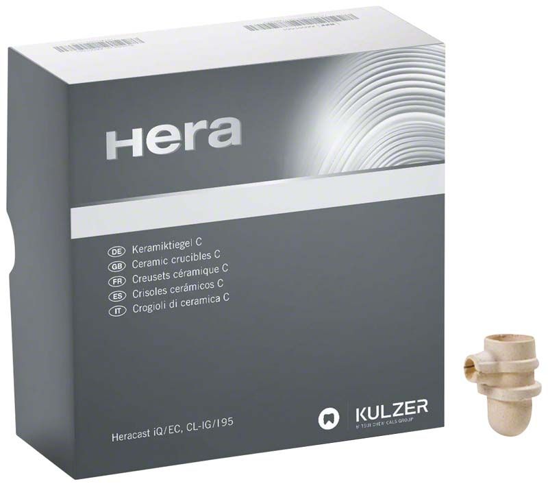 Keramiktiegel f. CL-IG/I95 von Kulzer neben Verpackung.