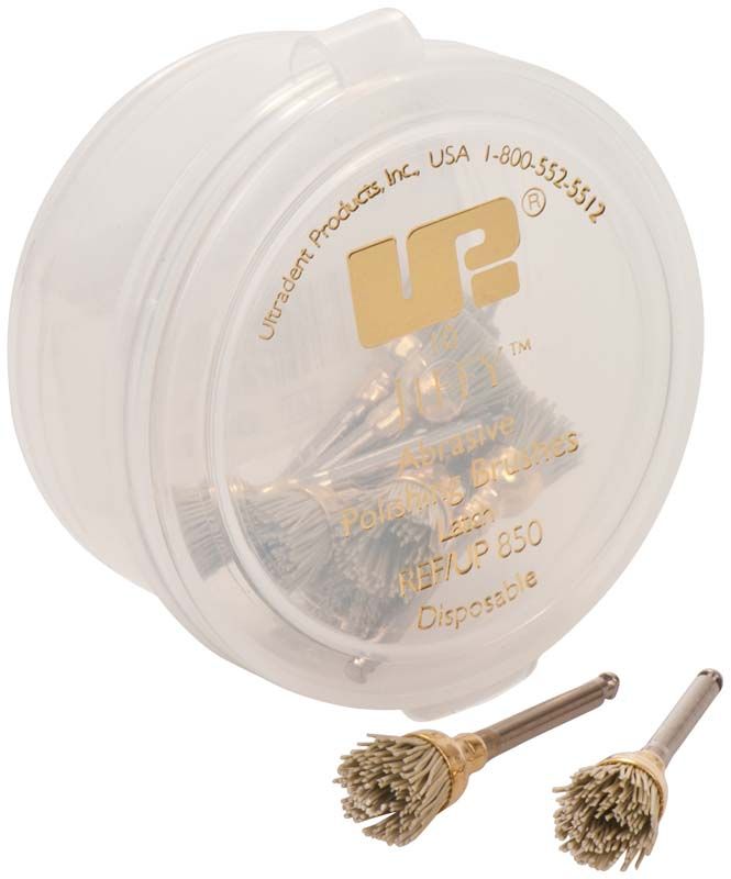 JIFFY™ Komposit-Polierbürsten in runder Kunststoffverpackung mit zwei Bürsten vorne.