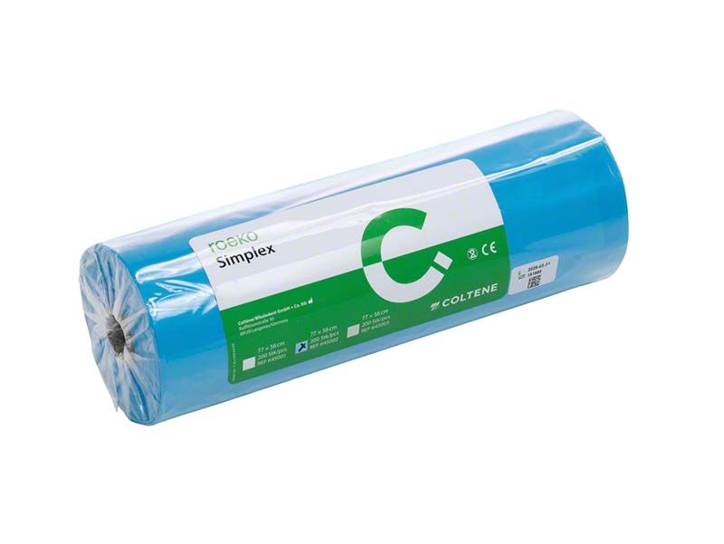 Blaues ROEKO Simplex Produkt in Folienverpackung mit grünem Etikett.