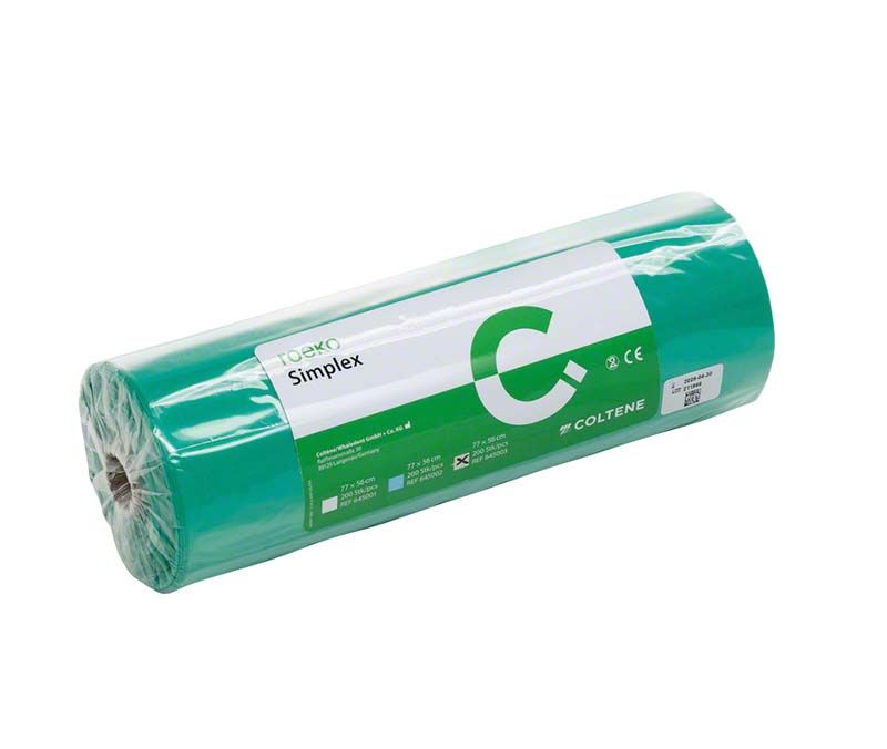 ROEKO Simplex grün, grüne Rollenverpackung mit Produktetikett.