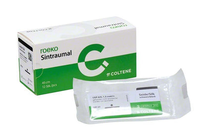 Sterile Nahtmaterial-Verpackung Sintraumal Seide 4/0 GR20 von Coltene Whaledent.
