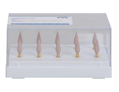 EVE DIACOMP® plus Vorpolitur Flamme DCP1m in Aufbewahrungsbox, Set mit 10 Stück.