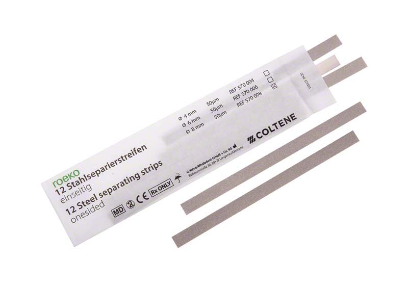 ROEKO Stahlseparierstreifen-Packung von Coltene mit 8mm breiten Streifen.