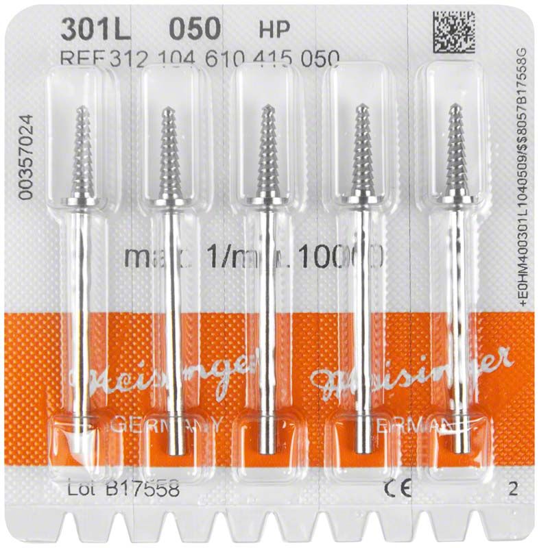 Mandrelle H 301L 050 Polierspitzenträger in Blisterverpackung.