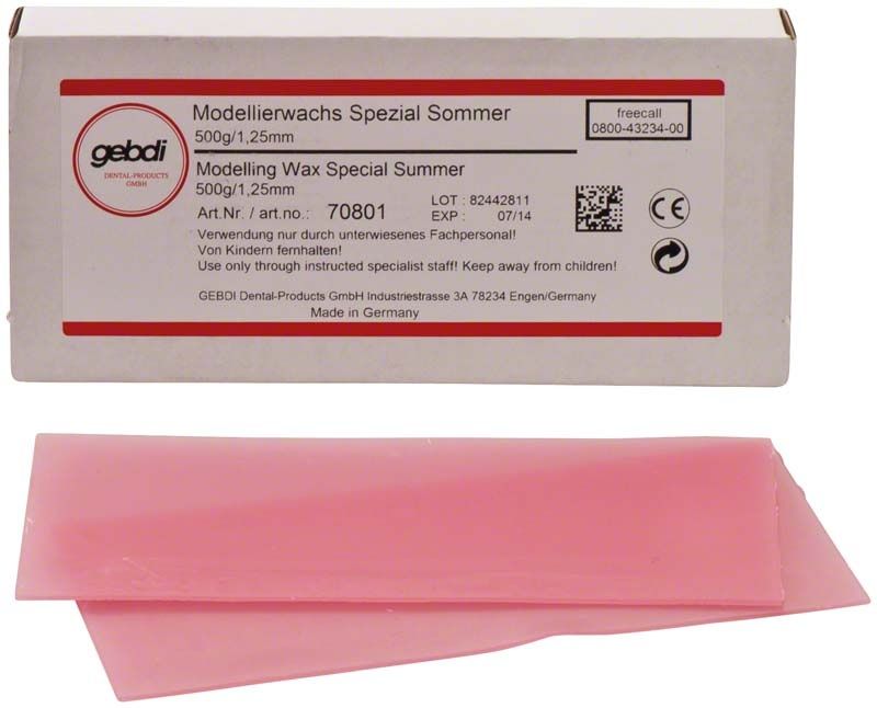 Modellierwachs Spezial Sommer 500g Packung mit rosa Wachsplatten.