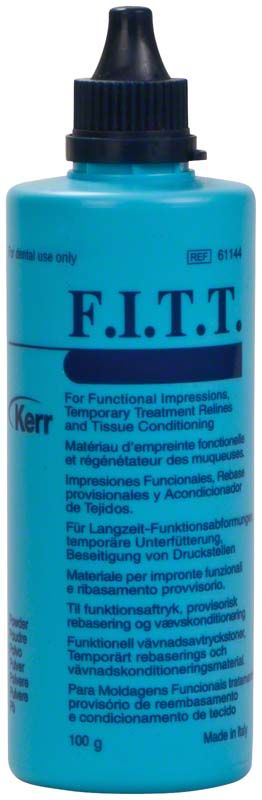 F.I.T.T. Pulver Flasche mit schwarzem Verschluss, 100g, blaues Etikett.