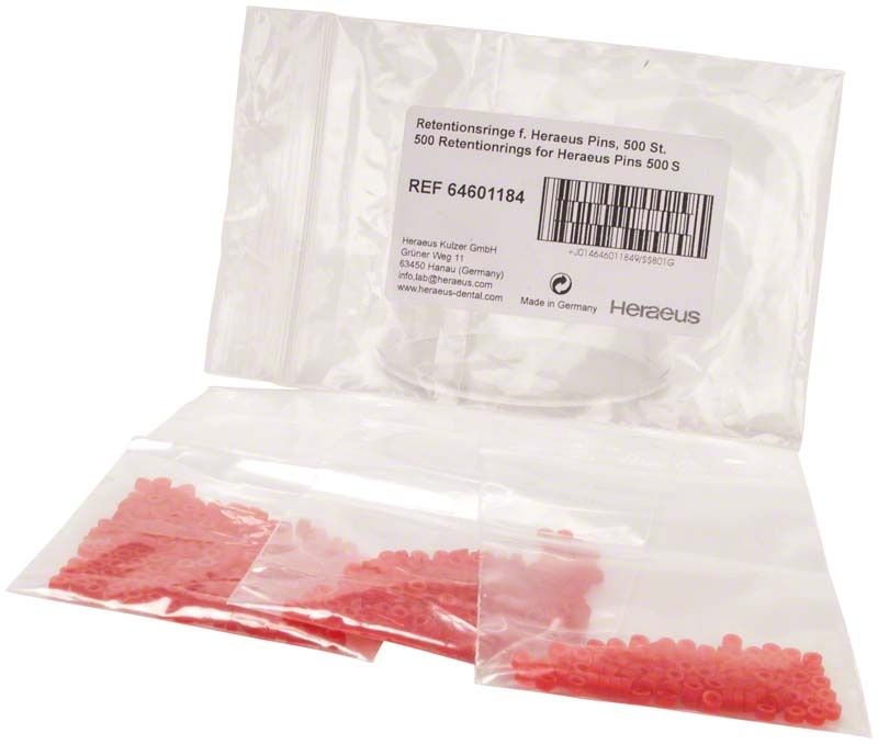 Retentionsringe für konische Pins, 500 Stück in transparenter Verpackung.