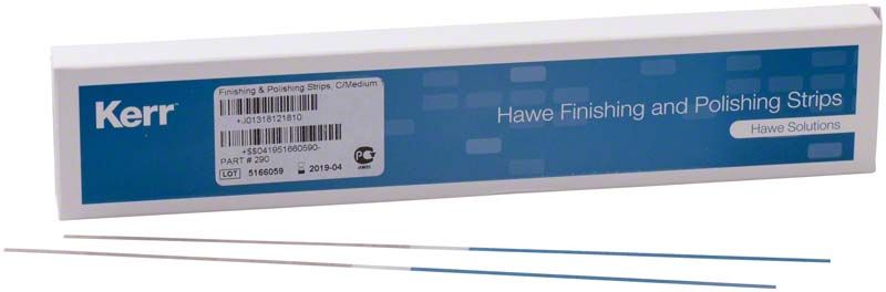 Finier- und Polierstreifen für den dentalen Einsatz in Originalverpackung.