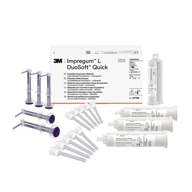 Impregum™ L Duosoft™ Quick Refill Packung mit Abformmaterial und Zubehör.
