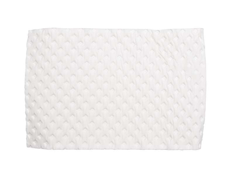 Rechteckiges weißes Reinigungstuch mit strukturierter Oberfläche.