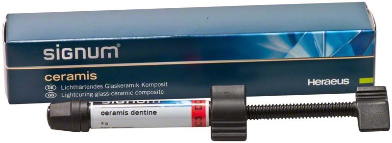 Signum® ceramis dentine DC3 Glaskeramik-Komposit mit Verpackung und Applikator.