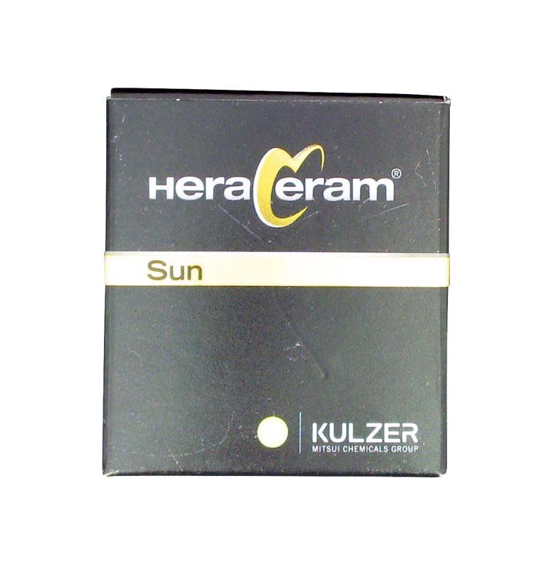 HeraCeram® Sun Opal Transpa Dose mit schwarzem Design und gelber Beschriftung.