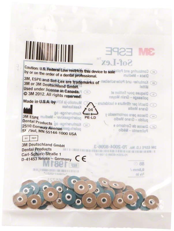 Sof-Lex™ Polierscheiben in Verpackung mit sichtbaren Markeninformationen.