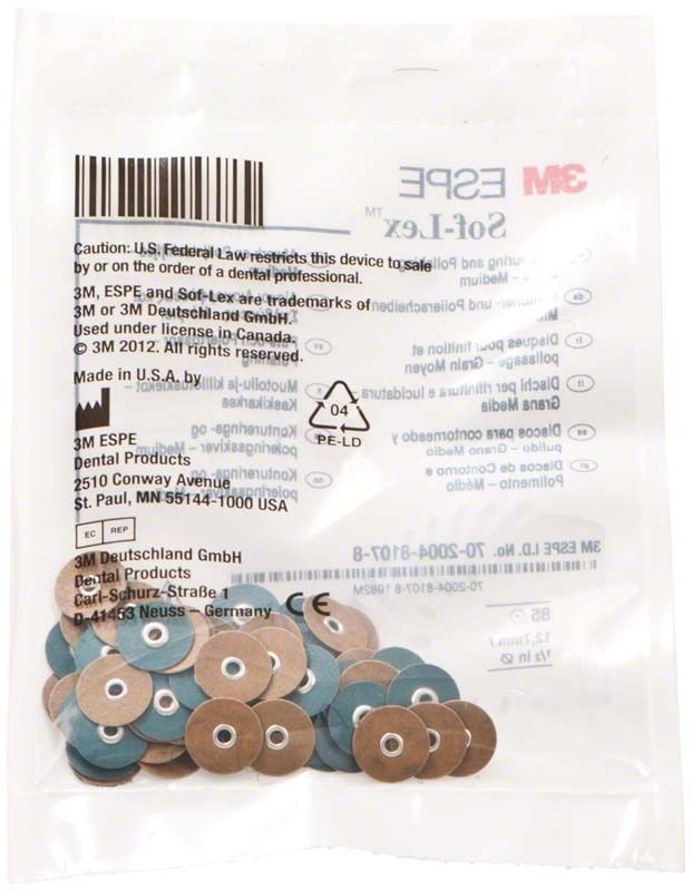 Sof-Lex™ Polierscheiben Ø 12,7mm in geöffneter Verpackung.