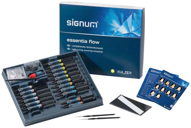 Signum® Essentia Flow Verblendkomposit-Set mit Spritzen und Zubehör.