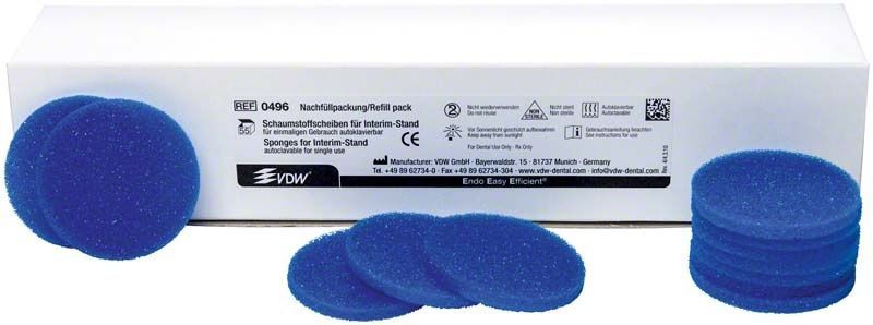 Schaumstoffscheiben Interim-Stand in blauer Farbe vor Verpackung.