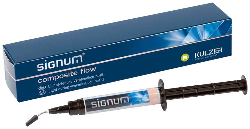 Lichthärtendes Verblendkomposit Signum® composite flow von Kulzer mit Applikationsspritze.