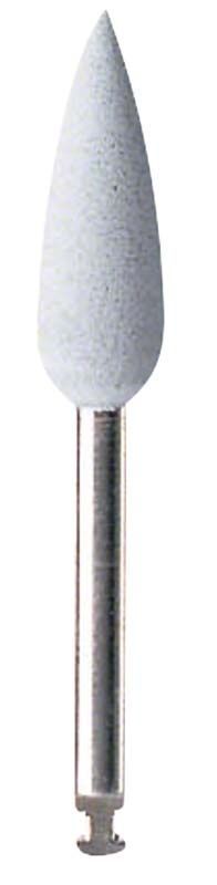 Silikonpolierer EVE UNIVERSAL weiß für Dentalbedarf, montiert auf Metallhalter.