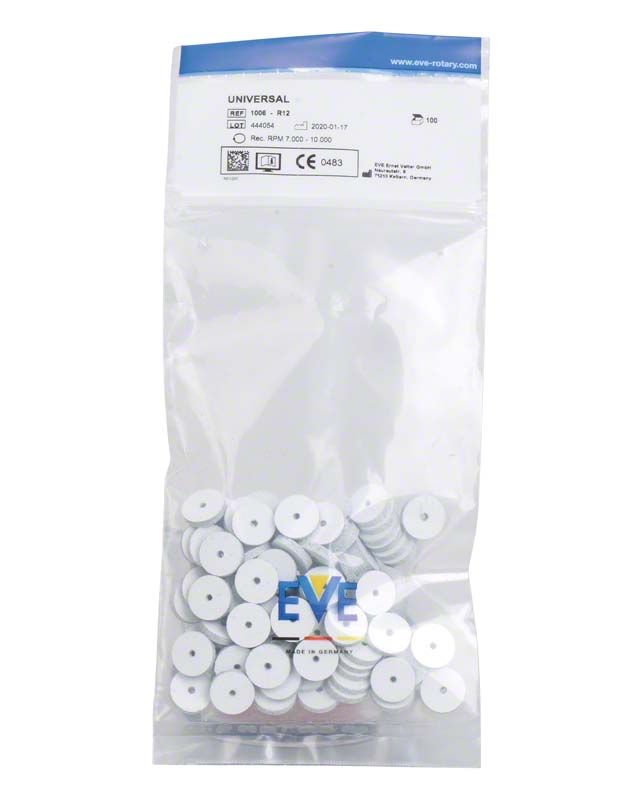 Unmontierte weiße Silikonpolierer für Dentaltechnik in transparenter Verpackung.