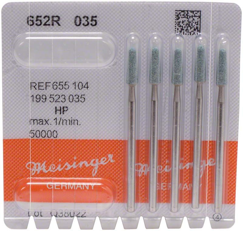 Schleifer grün medium H 652 R 035 für Zahntechnik in Blisterverpackung.