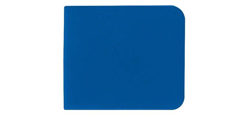 Blaue Griffhülle für Mundspiegel mit abgerundeter Ecke.