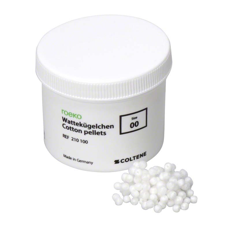 ROEKO Wattekügelchen Gr. 00 in weißem Kunststoffbehälter mit Streudose.