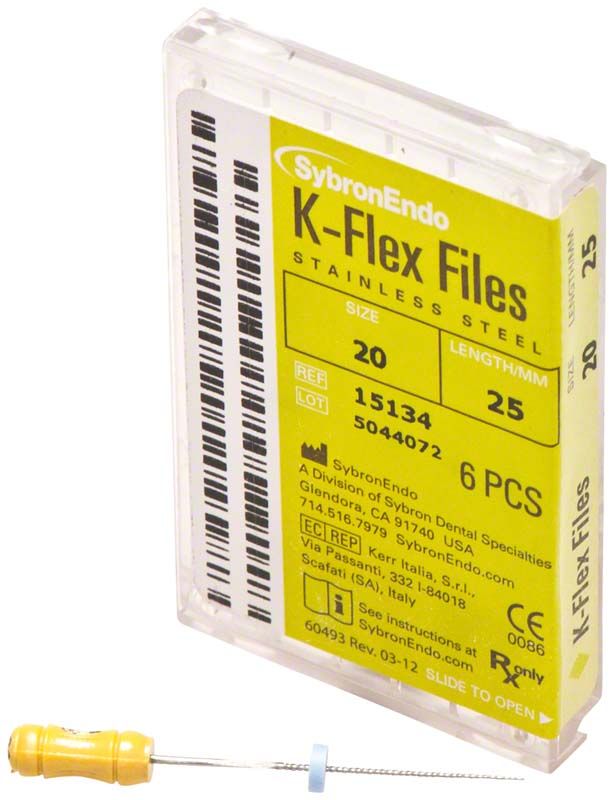 K-Flex Feilen 25mm ISO 020 gelb in Verpackung mit gelbem Griff.