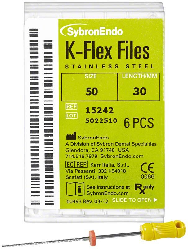 K-Flex Feilen 30mm ISO 050 in gelber Verpackung, 6 Stück.