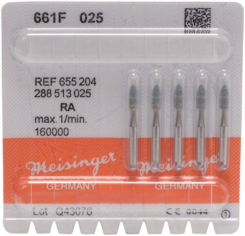 Keramische Schleifer RA 661F 025 grün, 5er-Set in Blisterpackung.