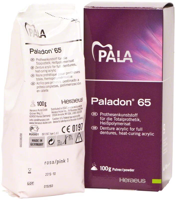 Paladon® 65 Pulver 100g rosa in Originalverpackung mit Produktinformationen.