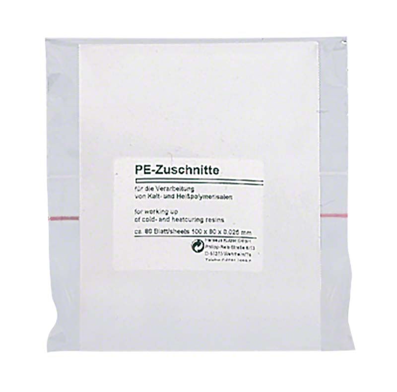 PE-Zuschnitte von Kulzer, verpackt in einer transparenten Hülle.