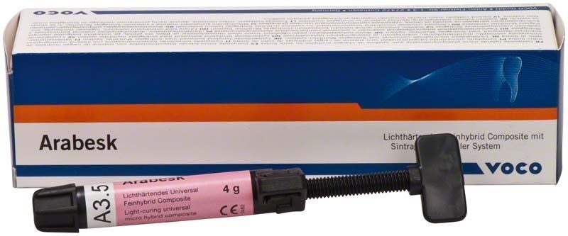 Arabesk Spritze A3,5 mit Verpackung und Voco-Logo.
