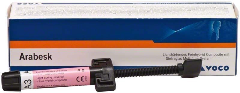 Arabesk Spritze von Voco vor Verpackung mit Sintraglas Multifiller System.