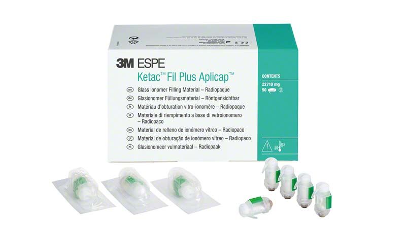 Ketac Fil Plus Aplicap 50er A3,5 Verpackung mit Applikationskapseln.