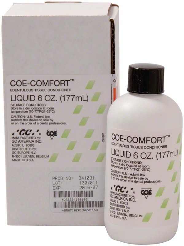 Flasche Coe-Comfort™ Flüssigkeit, 177 ml, vor Produktverpackung.