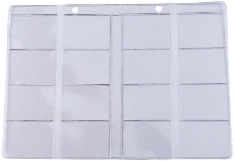 Dentalfilmtasche aus klarer Hartfolie mit 16 Fächern im DIN A5 Querformat.