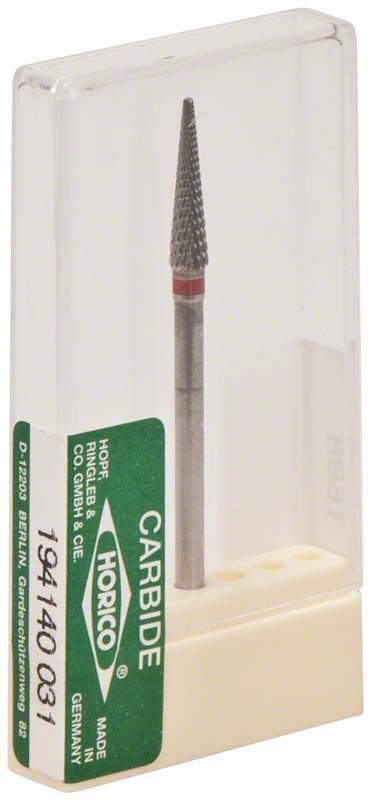 Hartmetallfräser in Kunststoffverpackung mit spitz zulaufendem Kopf