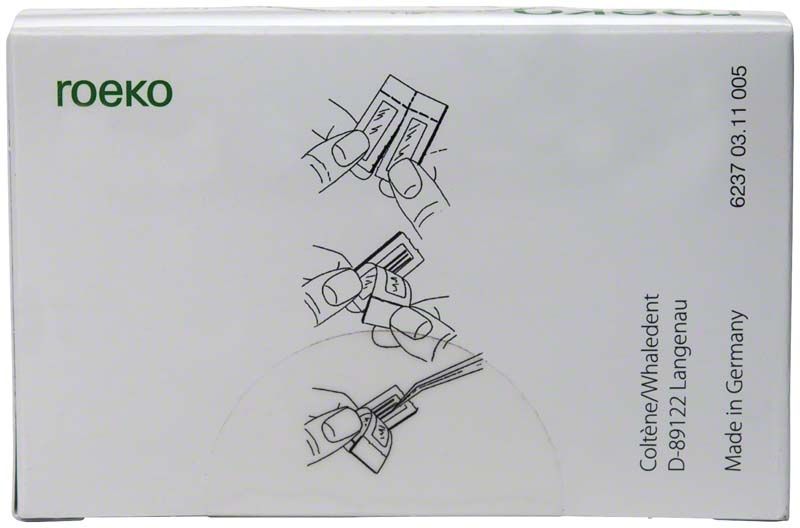 Weiße Verpackung der ROEKO Papierspitzen Top color Cellpack Gr. 020 gelb.