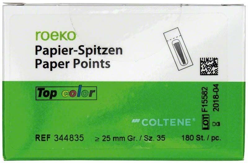 Roeko Papierspitzen Top color Cellpack Gr. 035 in grüner Verpackung.