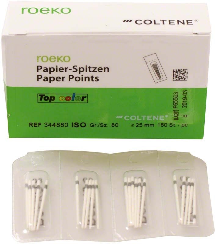 Roeko Papierspitzen Gr. 080, schwarz, in geöffneter Verpackung.