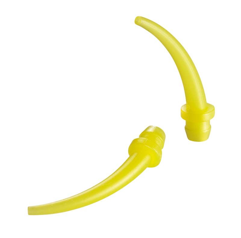 Gelbe Einweg-Intraoraltips für präzise zahnmedizinische Anwendungen.