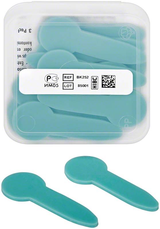 Fleximeter-Strips 2,0mm blau in transparenter Verpackung mit Etikett.