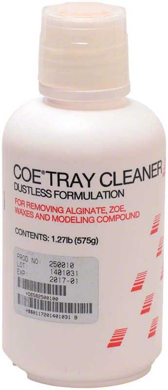 COE Tray Cleaner Flasche mit Etikett und Barcode.
