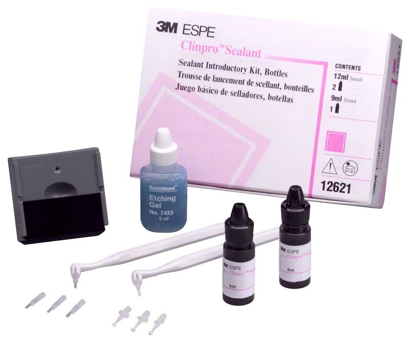 Clinpro™ Sealant Flaschen Intro Kit mit Versiegelungsmittel, Ätzgel und Zubehör.