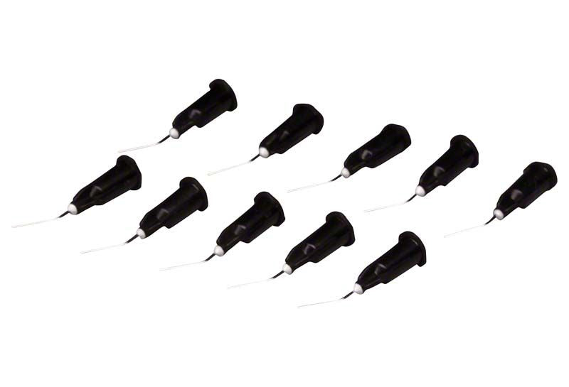 Schwarze Applikationsspitzen für Clinpro™ Sealant in einer Reihe angeordnet.