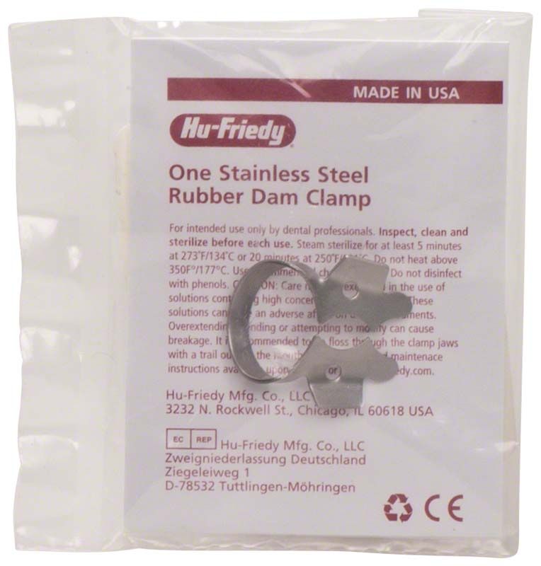 Kofferdam-Klammer Satin Steel Figur 3 für UK Molaren in Verpackung.