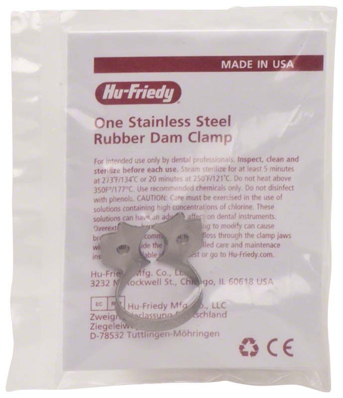 Kofferdam-Klammer aus Edelstahl für UK Molaren in Verpackung.
