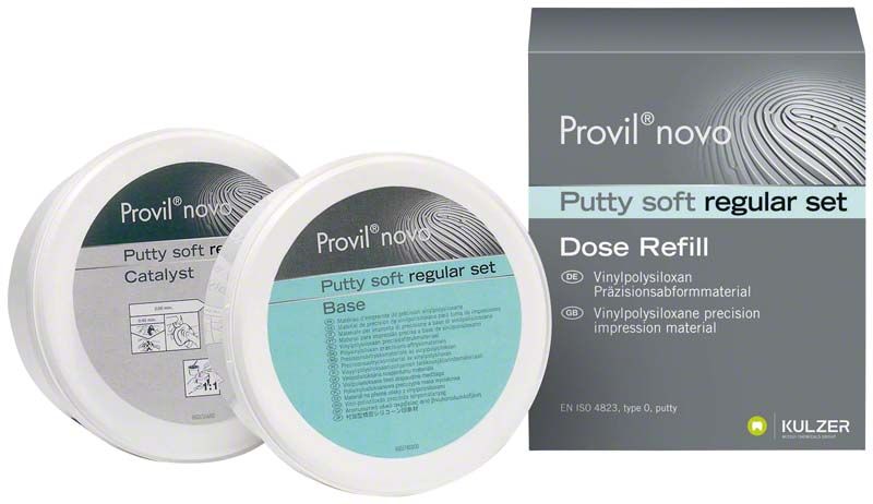 Provil novo Putty soft regular Set, Basis- und Katalysator-Dosen mit Verpackung.